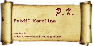 Pakó Karolina névjegykártya
